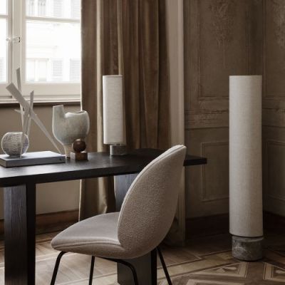 Gubi Unbound H120 Vloerlamp - Grijs marmer & Canvas wit