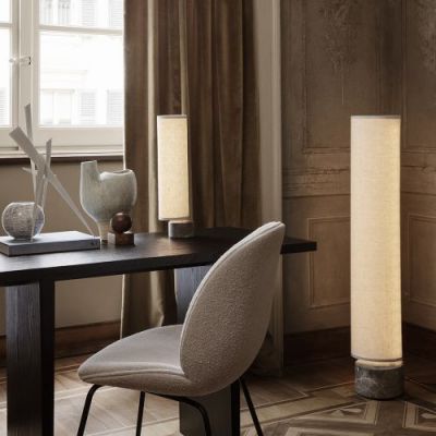 Gubi Unbound H120 Vloerlamp - Grijs marmer & Canvas wit