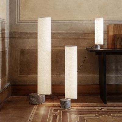 Gubi Unbound H120 Vloerlamp - Grijs marmer & Canvas wit