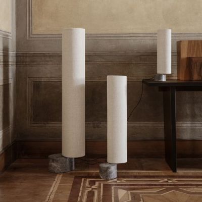 Gubi Unbound H80 Vloerlamp - Grijs marmer & Canvas wit