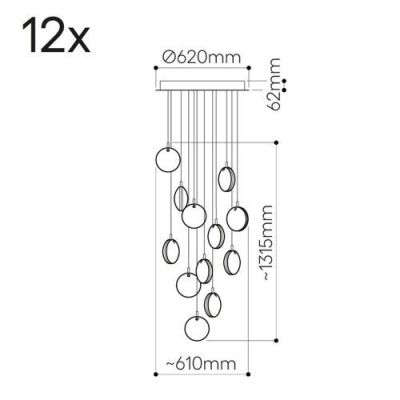 Bomma Lens 12 pcs Hanglamp - 6x Wit 6x Helder glas