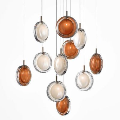 Bomma Lens 26 pcs Round Hanglamp - 13x Amber 13x Helder glas