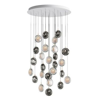 Bomma Lens 26 pcs Round Hanglamp - 13x Gerookt 13x Wit glas