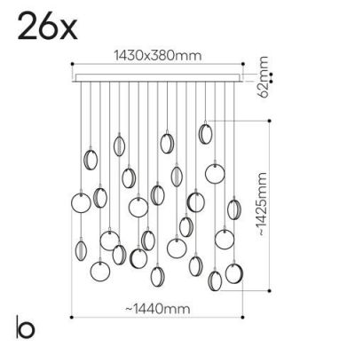 Bomma Lens 26 pcs Square Hanglamp - 26x Helder glas