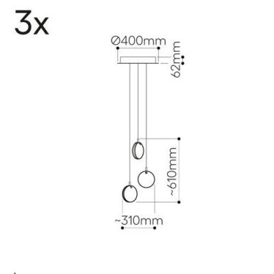 Bomma Lens 3 pcs Hanglamp - 2x Blauw 1x Helder glas