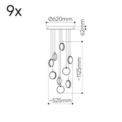 Bomma Lens 9 pcs Hanglamp - 5x Wit 4x Helder glas