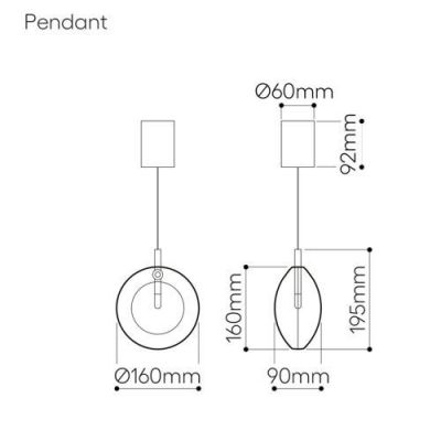 Bomma Lens Single Hanglamp - Amber glas - Geborsteld goud