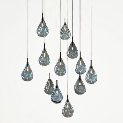 Bomma Soap Mini 12 pcs Hanglamp - 4x Blauw 4x Zilver 4x Goud glas