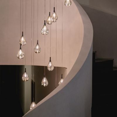 Bomma Soap Mini Single Hanglamp - Blauw glas - Geborsteld gouden fitting