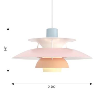 Louis Poulsen PH 5 Hanglamp - Pastel roze, blauw en perzik