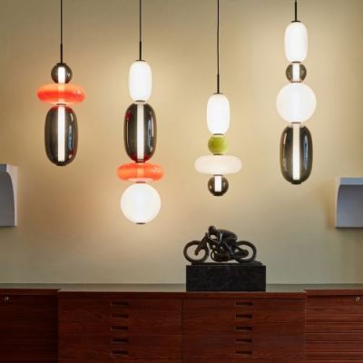 Bomma Pebbles Small Hanglamp - Configuratie 8 - Wit - groen