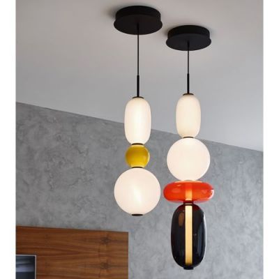 Bomma Pebbles Small Hanglamp - Configuratie 8 - Wit - groen