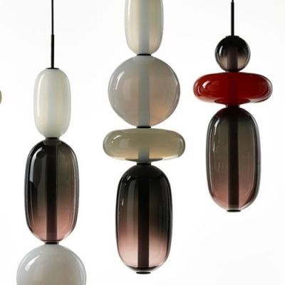 Bomma Pebbles Small Hanglamp - Configuratie 9 - Wit, geel, rood - zwart