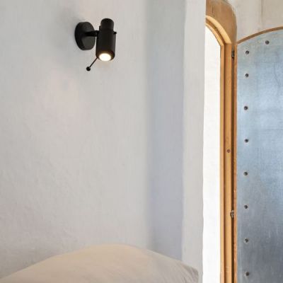 DCW Editions Biny Spot Led Wandlamp - Zwart/goud - met stokje - met schakelaar