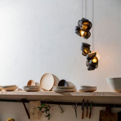 Bocci 100.28 Random Hanglamp - Grijs - Vierkante plafondkap
