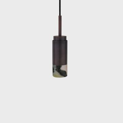 Anour Donya Onyx Cylinder Hanglamp - Gemixte kap - Gebruind koper
