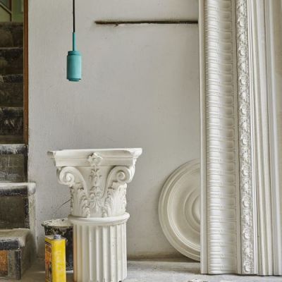 Anour Donya Onyx Cylinder Hanglamp - Witte kap - Geborsteld messing