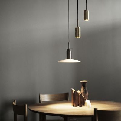Anour Donya Onyx Cylinder Hanglamp - Witte kap - Geborsteld messing