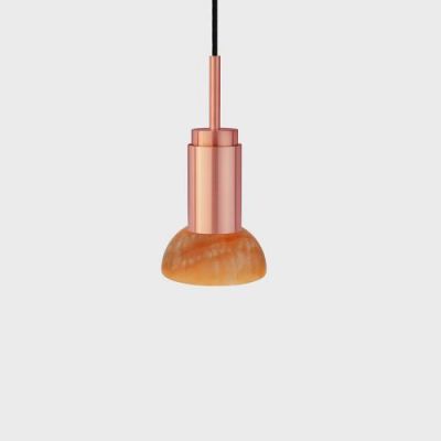 Anour Donya Onyx Moon Hanglamp - Amberkleurige kap - Geborsteld koper