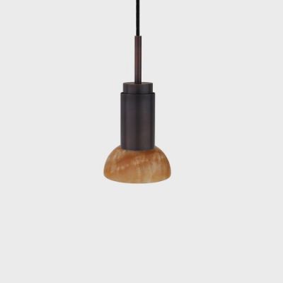 Anour Donya Onyx Moon Hanglamp - Amberkleurige kap - Gebruind koper