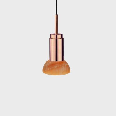 Anour Donya Onyx Moon Hanglamp - Amberkleurige kap - Gepolijst koper