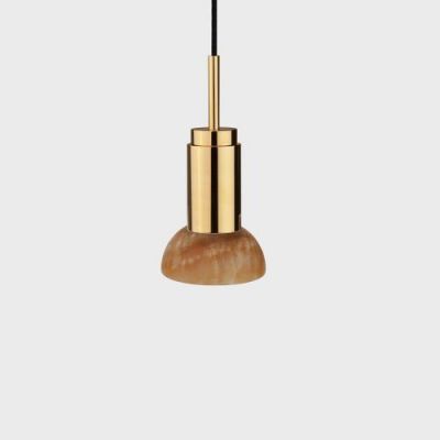 Anour Donya Onyx Moon Hanglamp - Amberkleurige kap - Gepolijst messing