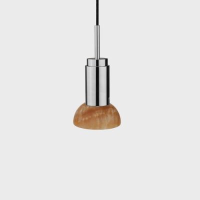 Anour Donya Onyx Moon Hanglamp - Amberkleurige kap - Gepolijst roestvrij staal