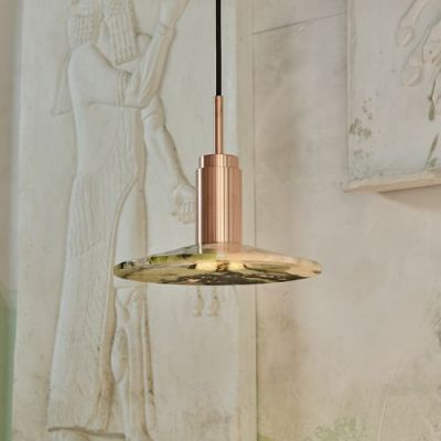 Anour Donya Onyx Solar Hanglamp - Amberkleurige kap - Gepolijst koper