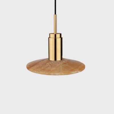 Anour Donya Onyx Solar Hanglamp - Amberkleurige kap - Gepolijst messing