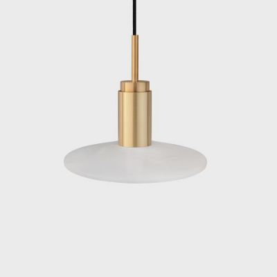 Anour Donya Onyx Solar Hanglamp - Witte kap - Geborsteld messing