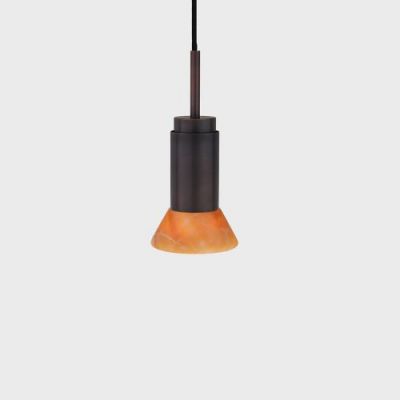 Anour Donya Onyx Trapeze Hanglamp - Amberkleurige kap - Gebruind koper