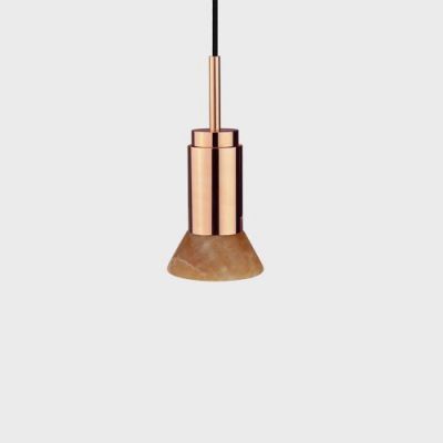 Anour Donya Onyx Trapeze Hanglamp - Amberkleurige kap - Gepolijst koper
