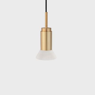 Anour Donya Onyx Trapeze Hanglamp - Witte kap - Geborsteld messing