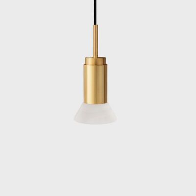 Anour Donya Onyx Trapeze Hanglamp - Witte kap - Goud PVD