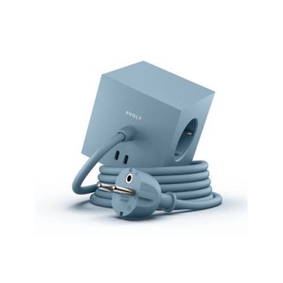 Avolt Square 1 USB + Magnet Stekkerdoos - Blauw